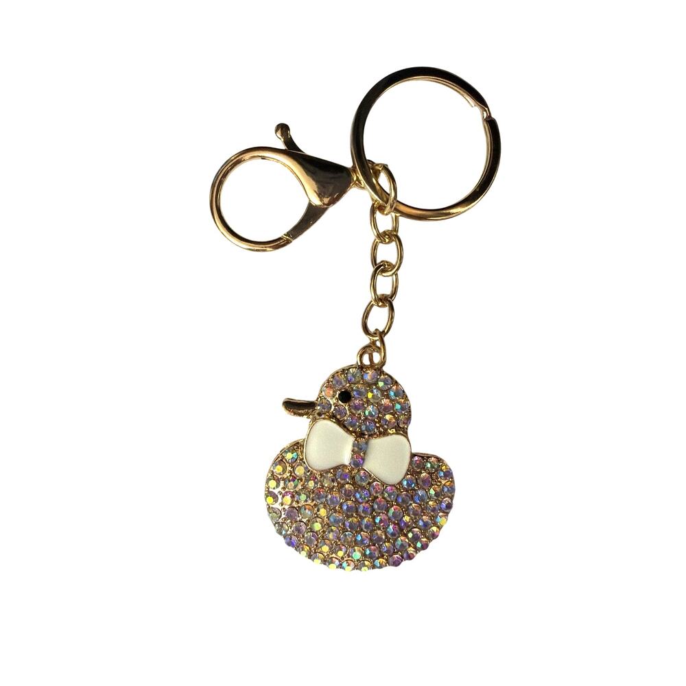 Rhinestone Ducky Bag Tag Key Ring Charm